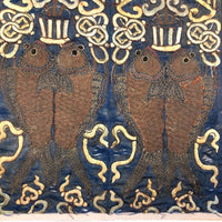 Incredibly Fine Antique Chinese Embroidery on Silk with Koi Lanterns in Gold Metallic Thread