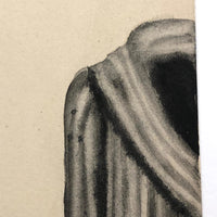 Four and a Half Coats! Vintage Inkwash Drawing on Card with Another on Reverse