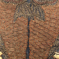 Incredibly Fine Antique Chinese Embroidery on Silk with Koi Lanterns in Gold Metallic Thread