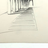 Receding Columns Toward Arched Opening, Satisfying c. 1970s Graphite Architectural Sketch