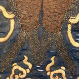 Incredibly Fine Antique Chinese Embroidery on Silk with Koi Lanterns in Gold Metallic Thread