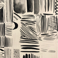 Four and a Half Coats! Vintage Inkwash Drawing on Card with Another on Reverse