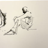 Two Gestures, Satisfying c. 1970s Black Marker Drawing