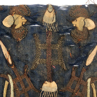 Incredibly Fine Antique Chinese Embroidery on Silk with Koi Lanterns in Gold Metallic Thread