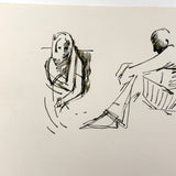 Two Gestures, Satisfying c. 1970s Black Marker Drawing