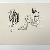 Two Gestures, Satisfying c. 1970s Black Marker Drawing