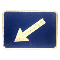 Vintage Blue and White Reflective Angled Arrow (Highway Exit) Sign