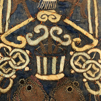 Incredibly Fine Antique Chinese Embroidery on Silk with Koi Lanterns in Gold Metallic Thread