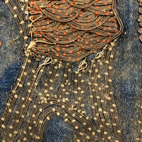 Incredibly Fine Antique Chinese Embroidery on Silk with Koi Lanterns in Gold Metallic Thread