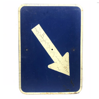 Vintage Blue and White Reflective Angled Arrow (Highway Exit) Sign