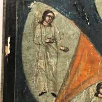 19th C. Egg Tempera on Wood Panel Burning Bush Russian Icon with Mary, Jesus and Angels