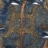 Incredibly Fine Antique Chinese Embroidery on Silk with Koi Lanterns in Gold Metallic Thread