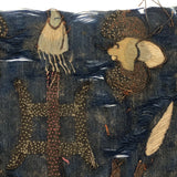 Incredibly Fine Antique Chinese Embroidery on Silk with Koi Lanterns in Gold Metallic Thread