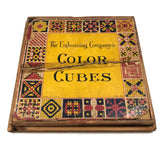 Beautiful Early Set of 81 Color Cubes in Original Box with Custom Lid