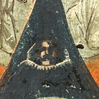 19th C. Egg Tempera on Wood Panel Burning Bush Russian Icon with Mary, Jesus and Angels