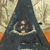 19th C. Egg Tempera on Wood Panel Burning Bush Russian Icon with Mary, Jesus and Angels