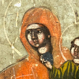 19th C. Egg Tempera on Wood Panel Burning Bush Russian Icon with Mary, Jesus and Angels