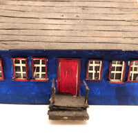Charming Double Entry Bright Blue Scratch Made Cardboard House