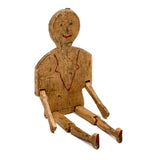 Smiling Old Wooden Man with Dainty Jointed Arms and Legs