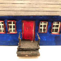 Charming Double Entry Bright Blue Scratch Made Cardboard House