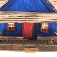 Charming Double Entry Bright Blue Scratch Made Cardboard House