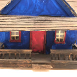 Charming Double Entry Bright Blue Scratch Made Cardboard House