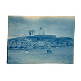 Backs Turned, Bodies Lost to Grassy Hill, Lighthouses, Late 19th Century Paper Print Cyanotype