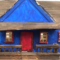 Charming Double Entry Bright Blue Scratch Made Cardboard House