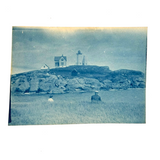 Backs Turned, Bodies Lost to Grassy Hill, Lighthouses, Late 19th Century Paper Print Cyanotype
