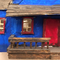 Charming Double Entry Bright Blue Scratch Made Cardboard House