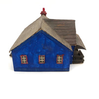Charming Double Entry Bright Blue Scratch Made Cardboard House
