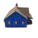 Charming Double Entry Bright Blue Scratch Made Cardboard House