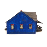 Charming Double Entry Bright Blue Scratch Made Cardboard House