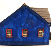 Charming Double Entry Bright Blue Scratch Made Cardboard House