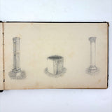 19th Century Presumed Grand Tour Sketchbook with Charming Drawings of Tombs and Ruins and More