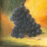 Fruits as Protagonists, Pear and Grapes In Landscape, 19th Century Pastel in Original Frame