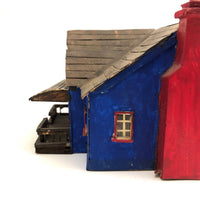 Charming Double Entry Bright Blue Scratch Made Cardboard House