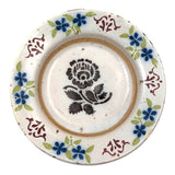 19th C. Stencil Decorated Handthrown Folk Art Pottery Plate