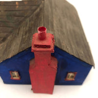 Charming Double Entry Bright Blue Scratch Made Cardboard House