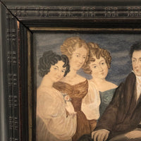 Very Fine 1840s Miniature Family Portrait Watercolor Signed William Bone