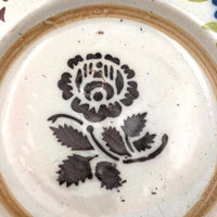 19th C. Stencil Decorated Handthrown Folk Art Pottery Plate