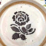 19th C. Stencil Decorated Handthrown Folk Art Pottery Plate