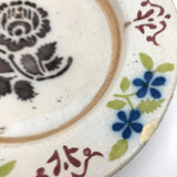 19th C. Stencil Decorated Handthrown Folk Art Pottery Plate
