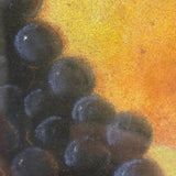 Fruits as Protagonists, Pear and Grapes In Landscape, 19th Century Pastel in Original Frame