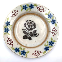 19th C. Stencil Decorated Handthrown Folk Art Pottery Plate