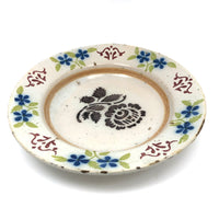 19th C. Stencil Decorated Handthrown Folk Art Pottery Plate