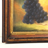 Fruits as Protagonists, Pear and Grapes In Landscape, 19th Century Pastel in Original Frame