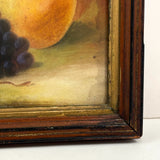 Fruits as Protagonists, Pear and Grapes In Landscape, 19th Century Pastel in Original Frame