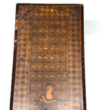 Nani Pocolo's Amazing 1897 Intarsia Marquetry Box with Costumed Beauty Dangling Cherries at Center