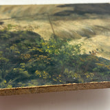 Two Fisherman at Waterfall, Earlier 19th Century Small Mounted Oil on Linen Painting  (Presumed Fragment)